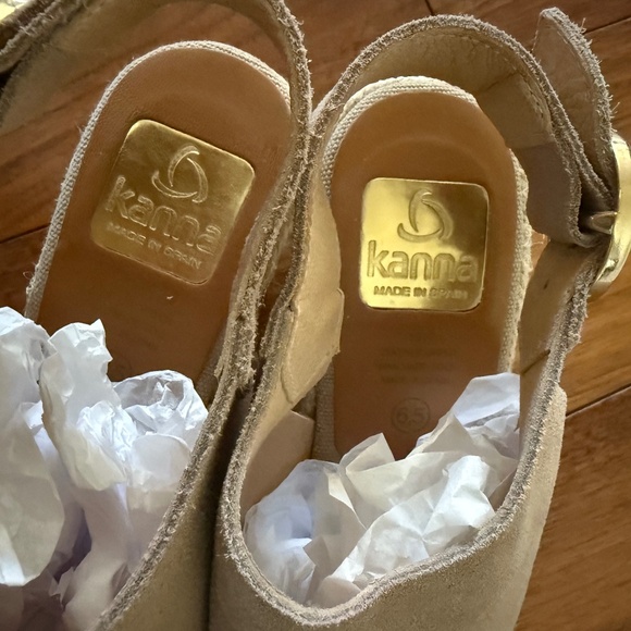 Kanna Tan Suede Slingback Wedge Sandals Espadrilles Size EU 37, US 7 - Picture 5 of 9
